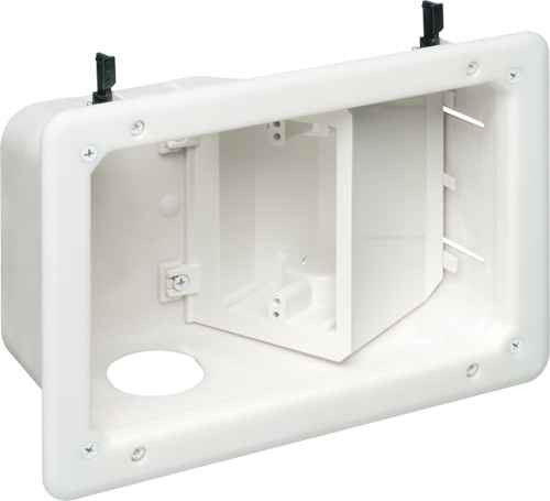 Arlington Industries TVB712 Recessed TV Box 2-Gang with Angled Opening for Power and Low Voltage Installation