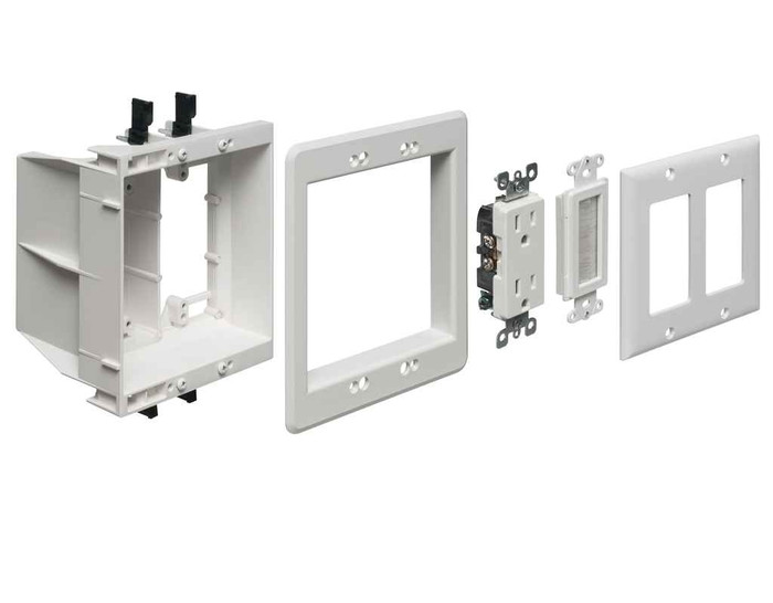 Arlington Industries Recessed Power & Low-Voltage TV Box - 2-Gang & 3-Gang Options (Box or Kit)