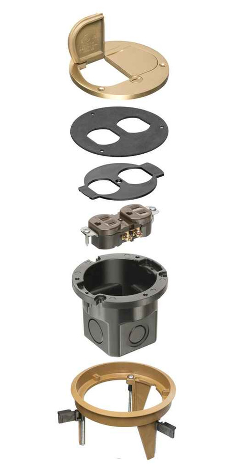 Arlington Industries Round Floor Box Kit with Flip Lid Cover and Duplex Receptacle