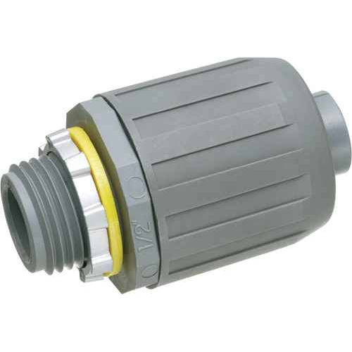 Arlington Industries Non-Metallic Snap2it Push-On Connector for Liquid Tight Conduit Type B - Gray UV-Rated