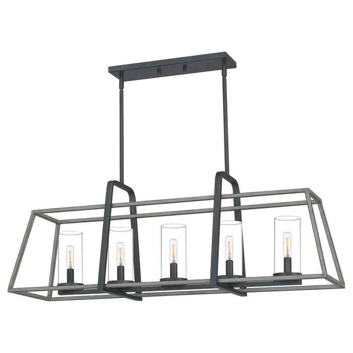 Quoizel QZL-QF5277 Transitional Linear chandelier 5 light distressed iro Quoizel QZL-QF5277 Transitional Linear chandelier 5 light distressed iro