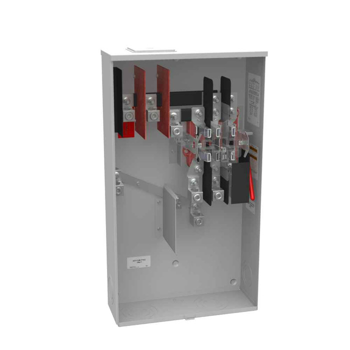 Milbank 7 Terminal Ringless Meter Socket Large Closing Plate Lever Bypass Side Bussed, 1 Position 320 Ampere