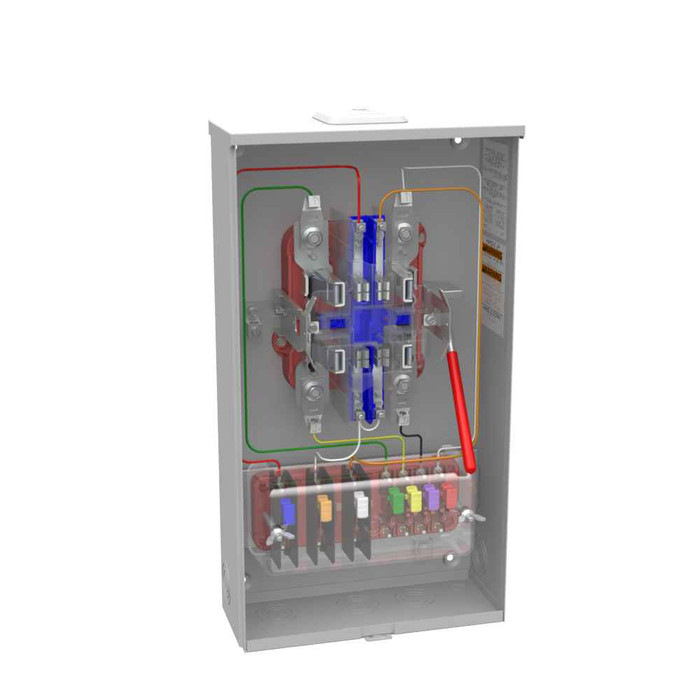 Milbank U4496-XL-WC 8 Terminal Ringless Meter Socket, Lever Bypass With Cover Test Switch Prewired