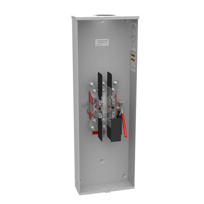 Milbank 4 Terminal Ringless Meter Socket Large Hub Open Lever Bypass, 1 Position, 320 Ampere
