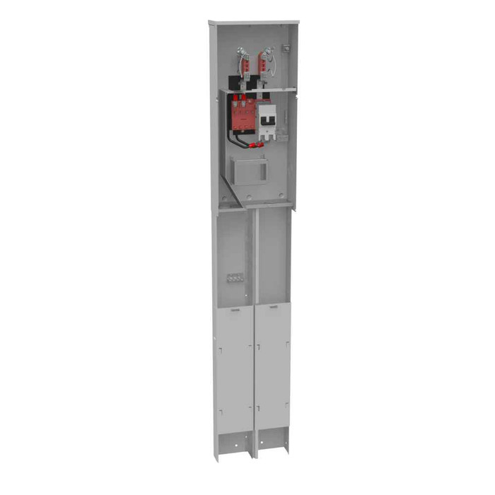 Milbank U5706 4 Terminal Ringless Meter Socket - Plain Top Horn Bypass, 200A Main Breaker, Single Pedestal Pad Mount Direct Bury