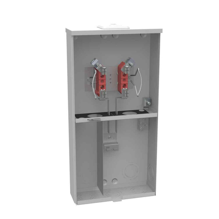 Milbank 22x11x3.75 G90 Galvanized Steel Ringless Meter Socket, 4 Terminal, 100 Amp Main Breaker, Type 3R