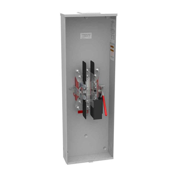 Milbank 4 Terminal Ringless Meter Socket Large Closing Plate Lever Bypass Narrow Shell, 1 Position, 320 Ampere
