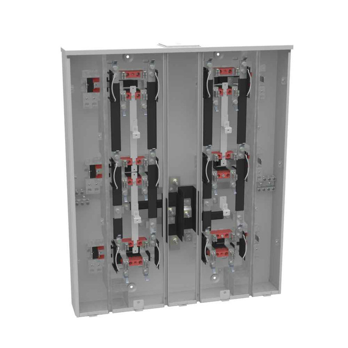 Milbank U2856-X 4-5 Terminal Ringless Meter Socket Large Closing Plate 6 Position 6-125 Ampere Main Breaker Provision