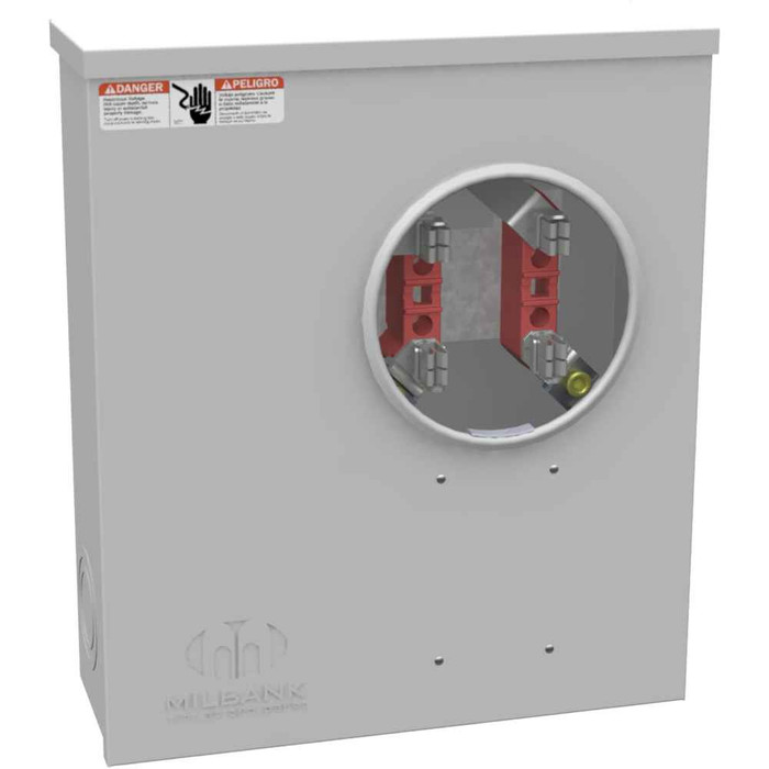Milbank U4015-O 4 Terminal Ring Type Meter Socket Plain Top Side Bussed