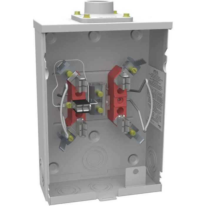 Milbank U1770-YL-TG-KK-BLG 5 Terminal Ringless Meter Socket 1.25 In Hub Triplex Ground Horn Bypass with 7/8" Barrel Lock Provision