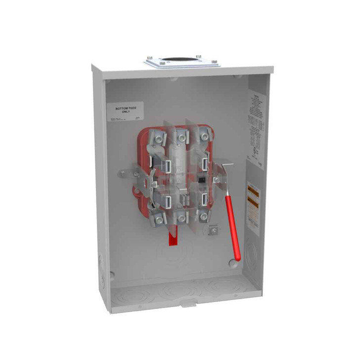 Milbank UAP9551 5 Terminal Ringless Meter Socket - Lever Bypass, Aluminum Painted