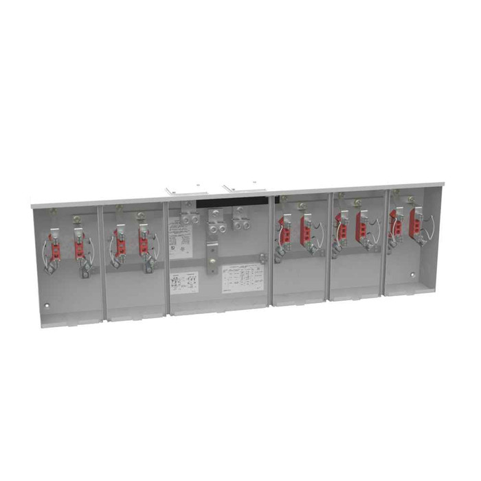 Milbank 4 Terminal Ringless Large Closing Plate 5 Position Meter Socket, 200 Ampere