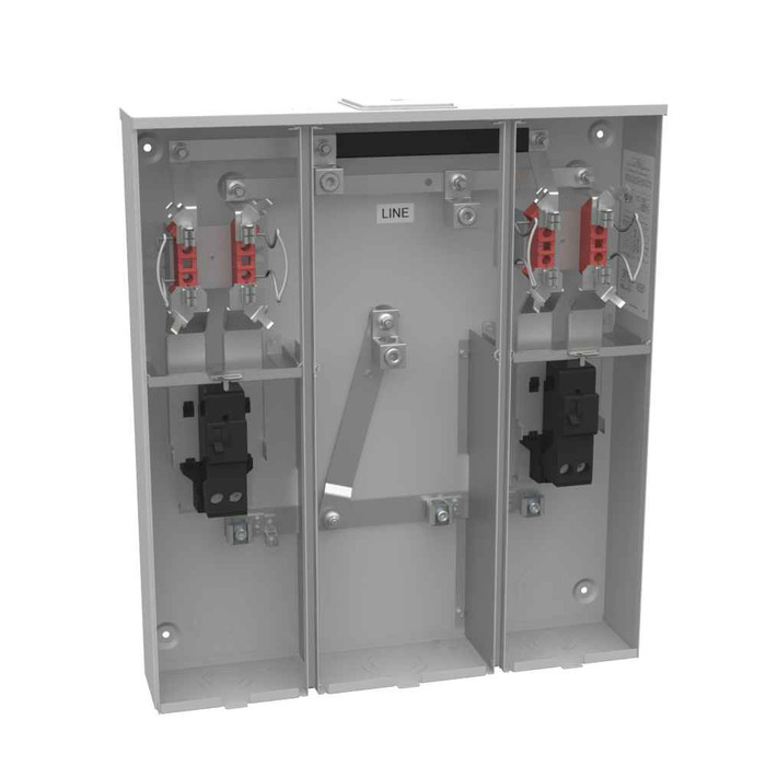 Milbank U5882-X 4-5 Terminal Ringless Meter Socket Large Closing Plate 2 Position 2-200 Ampere Main Breaker Provision 22K AIC