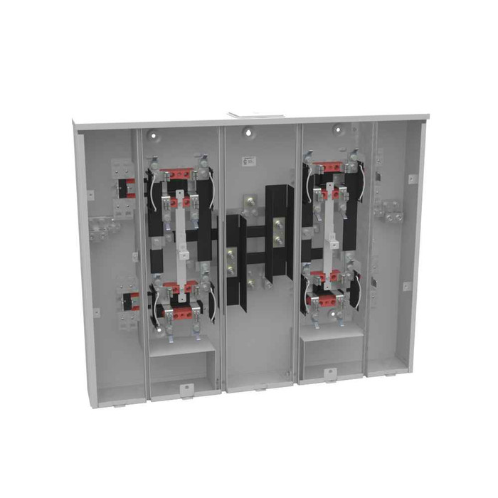 Milbank U2864-X 4-5 Terminal Ringless Meter Socket Large Closing Plate 4 Position 4-200 Ampere Main Breaker Provision Double Connector 4-600kcmil