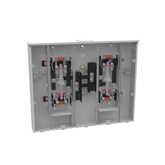 Milbank U2864-X 4-5 Terminal Ringless Meter Socket Large Closing Plate 4 Position 4-200 Ampere Main Breaker Provision Double Connector 4-600kcmil
