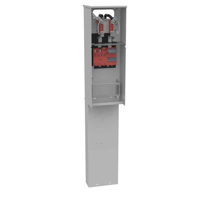 Milbank U5138 4 Terminal Ringless Meter Socket - Plain Top Horn Bypass, Single Pedestal Pad Mount