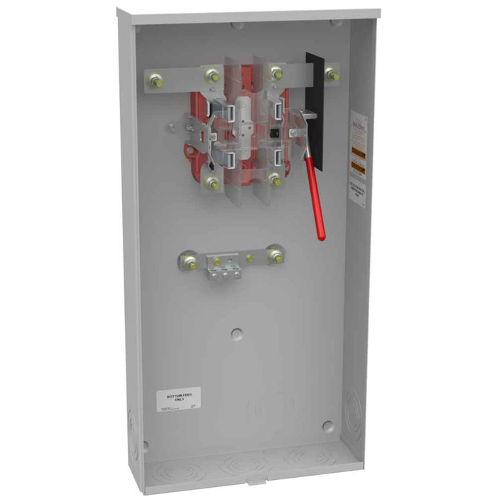 Milbank 4 Terminal Ringless Meter Socket Plain Top Lever Bypass Side Bussed, 1 Position, 320 Ampere