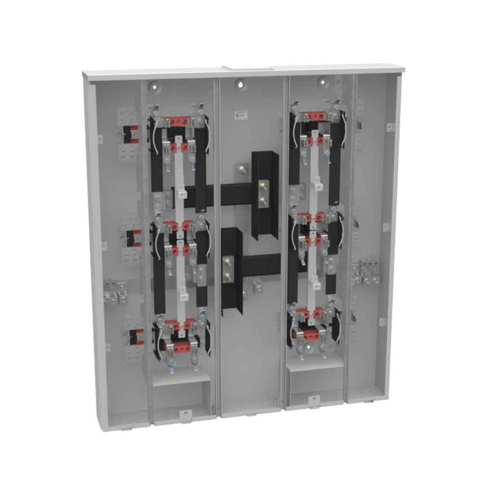 Milbank U2866-X 4 Terminal Ringless Meter Socket Large Closing Plate 6 Position 6-200 Ampere Main Breaker Provision