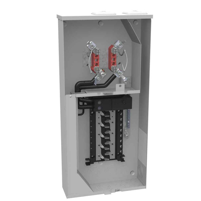 Milbank U5268–U5269 4 Terminal Meter Socket - Ringless & Ring Type, Dual Small Closing Plates with 200A Main Breaker and 20 Branch Circuits