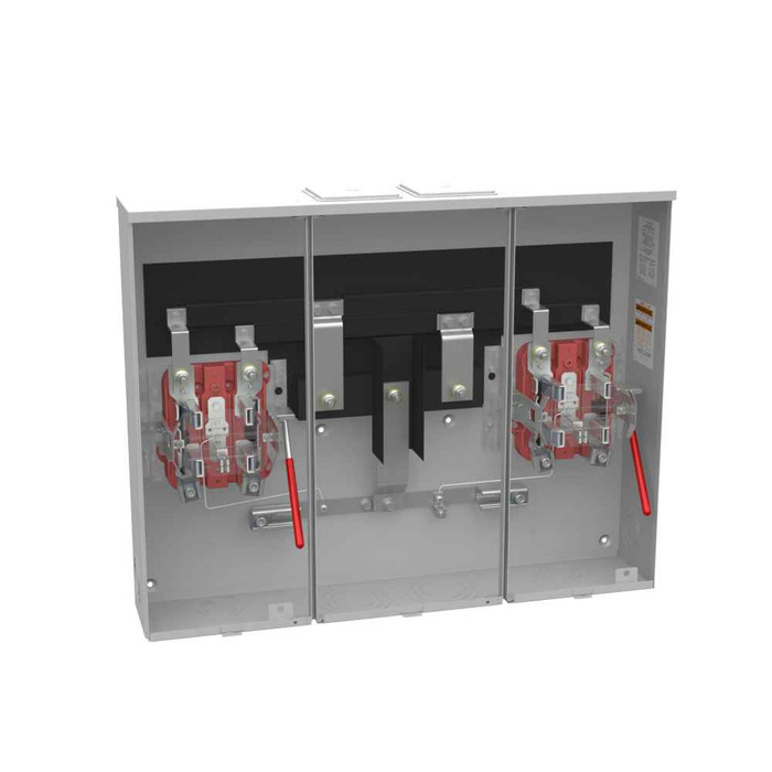 Milbank 5 Terminal Ringless 2 Large Closing Plates Lever Bypass 2 Position, 200 Ampere