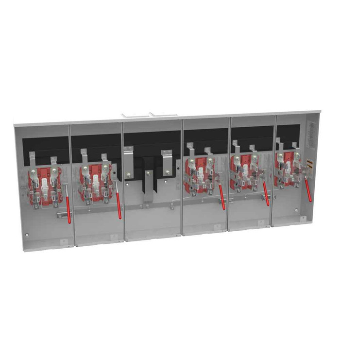 Milbank 5 Terminal Ringless 2 Large Closing Plates Lever Bypass 5 Position, 200 Ampere