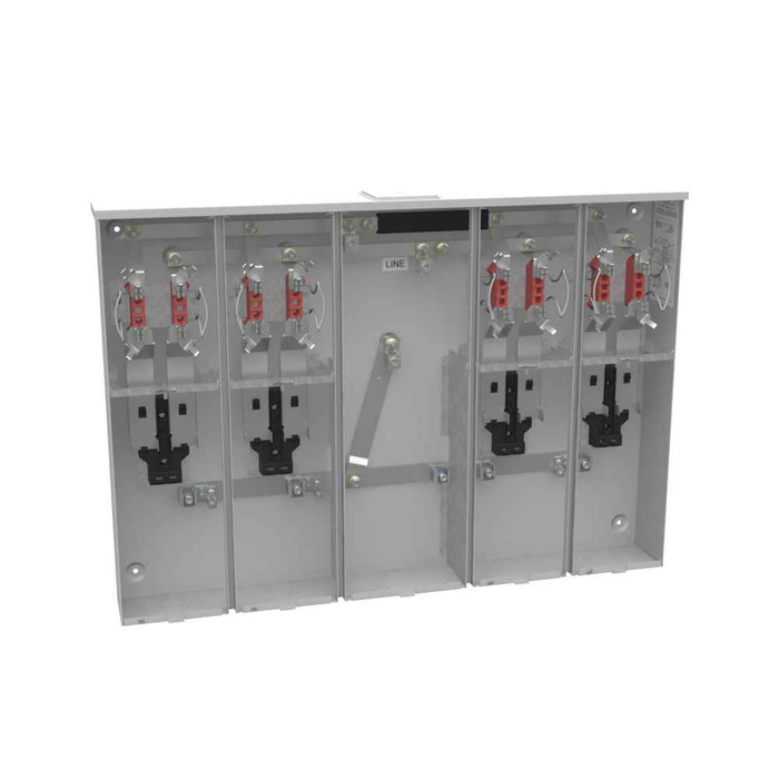 Milbank U5904-X 4-5 Terminal Ringless Meter Socket Large Closing Plate 4 Position 4-125 Ampere Main Breaker Provision 22K AIC