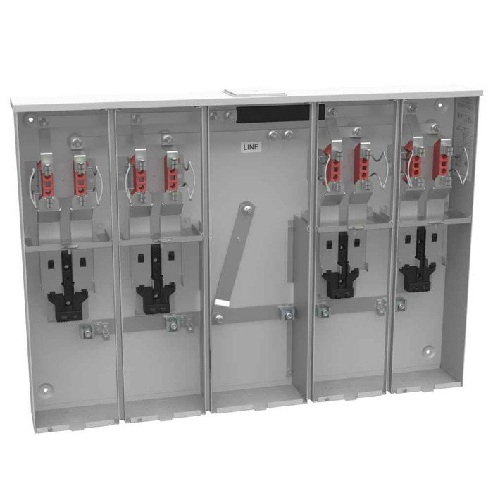 Milbank U5904-X 4-5 Terminal Ringless Meter Socket Large Closing Plate 4 Position 4-125 Ampere Main Breaker Provision 22K AIC