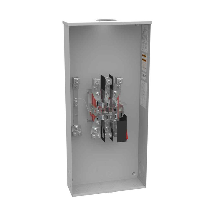 Milbank UAP4342–UAP4362 5 & 7 Terminal Ringless Meter Socket - Large Hub Open, Lever Bypass, Aluminum Painted Configurations