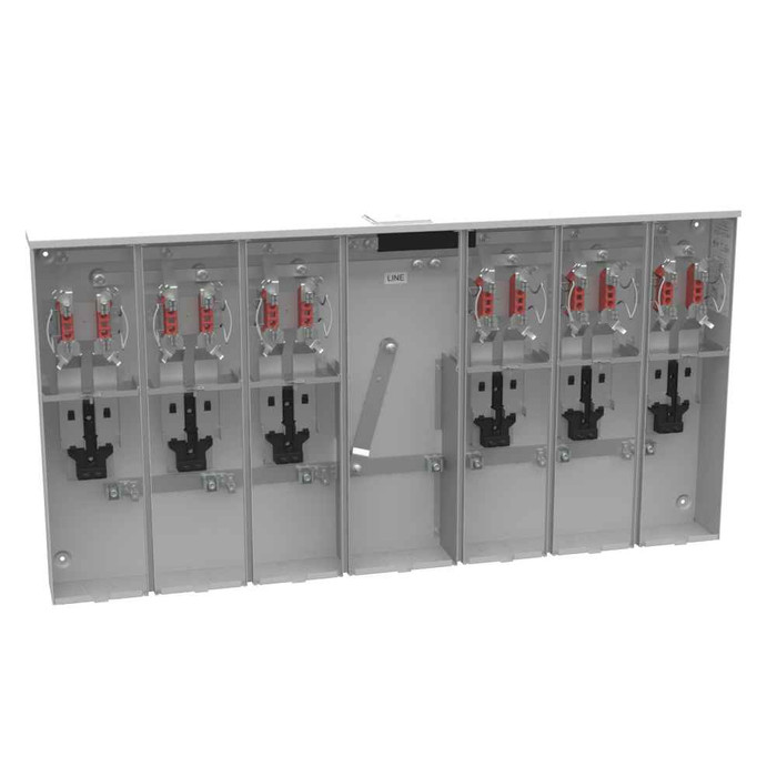 Milbank U5906-X 4 Terminal Ringless Meter Socket Large Closing Plate 6 Position 6-125 Ampere Main Breaker Provision 22K AIC