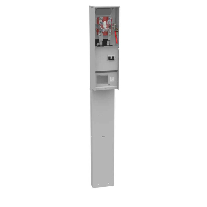 Milbank 5 Terminal Ringless Plain Top Lever Bypass 100-200 Ampere Main Breaker 5th Terminal 6 o'clock Position Single Pedestal Direct Bury