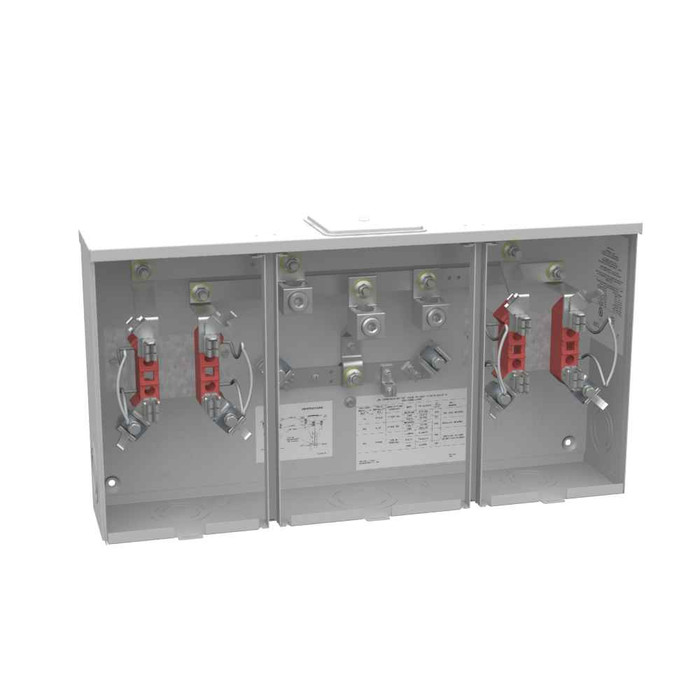 Milbank 4 Terminal Ringless Large Closing Plate 2 Position Meter Socket, 200 Ampere