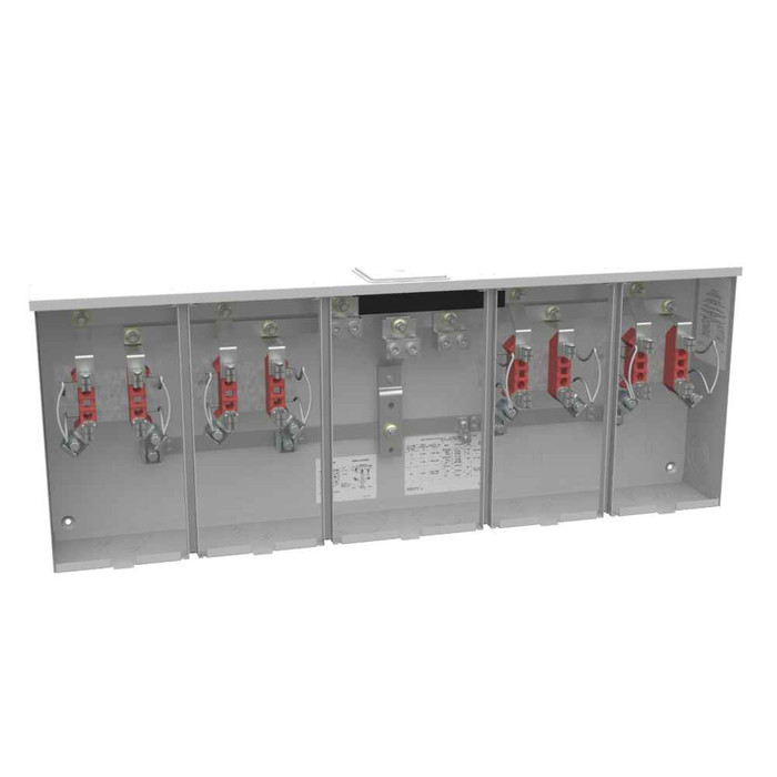 Milbank 4-5 Terminal Ringless Large Closing Plate 4 Position Meter Socket, 200 Ampere