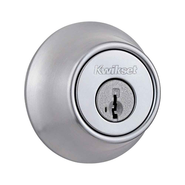 Kwikset 665-STRP Smart Key Round Double Cylinder Deadbolt, Round Corner Adjustable Deadbolt, Round Corner Strike, In Clear Pack