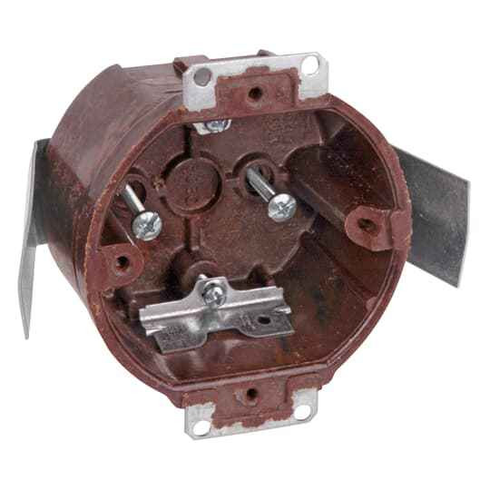 Carlon 3080-9-50R 1-Gang Round Ceiling Outlet Box, 14 cu in, Brown Phenolic