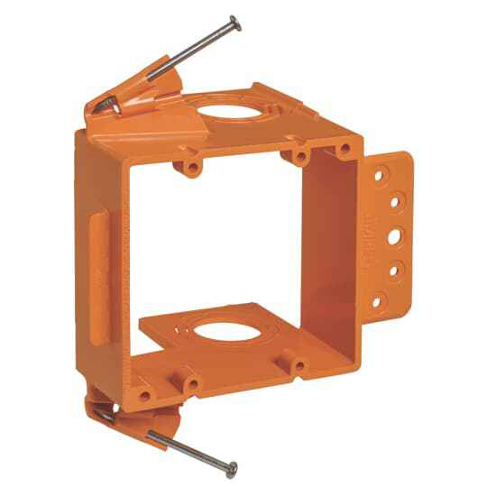 Carlon 2-Gang Low & Dual Voltage Mounting Brackets - Orange Non-Metallic Electrical Wall Supports