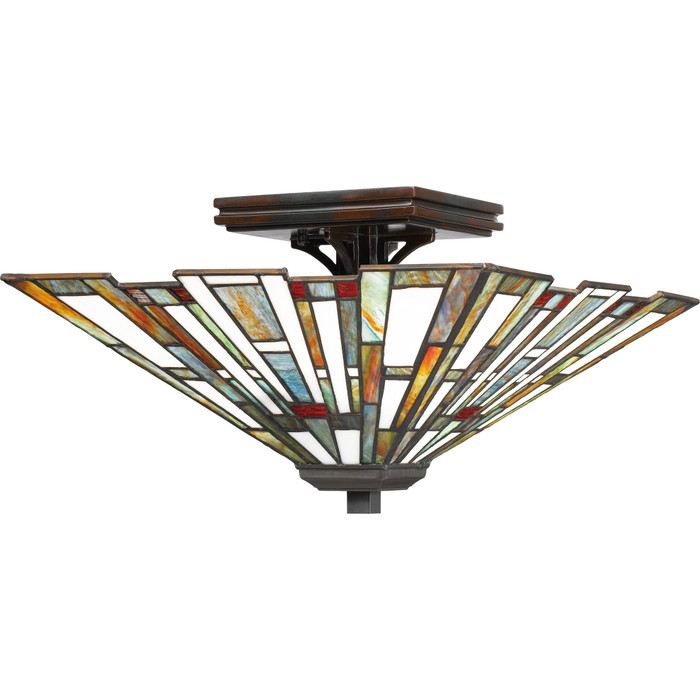 Quoizel QZL-TFMK1714 Traditional Semi-flush mount tiffany 2 light valiant Quoizel QZL-TFMK1714 Traditional Semi-flush mount tiffany 2 light valiant