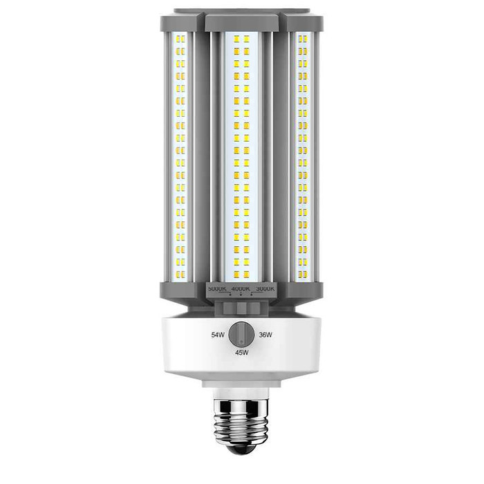 RAB HIDFA Series LED HID Replacement Lamp – E26 Base, Field-Adjustable Wattage (18–54W), Multi-CCT, Ballast Bypass, Optional 5-Pin Sensor Port