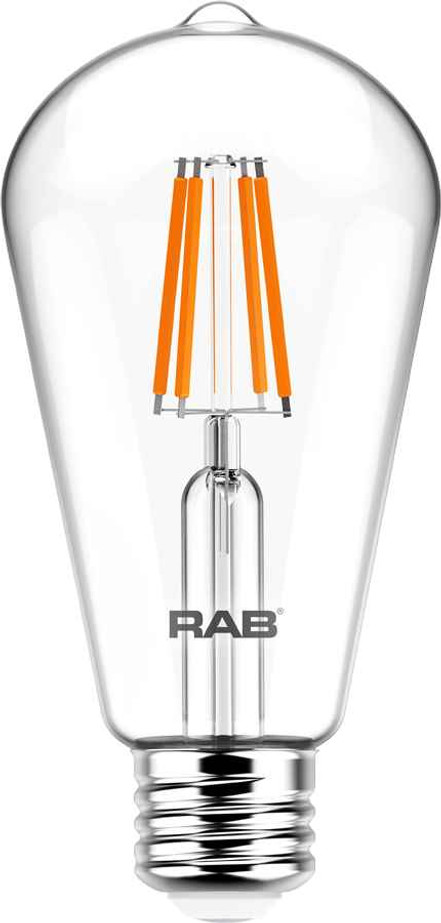 RAB ST19 LED Filament Bulb – 3W–5W, 2700K, E26 Base, Clear Glass