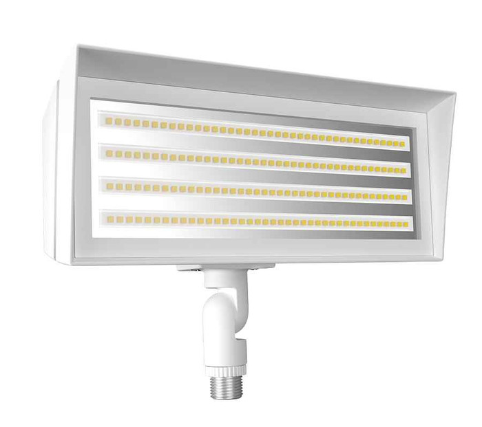 RAB FFLED Small LED Floodlight – 18W–46W Field Adjustable or Fixed 5000K, 120–277V, Knuckle Mount, Bronze/White (Optional Photocell)