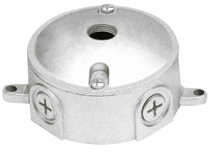 RAB VXJ1 Weatherproof Round Junction Box – 1/2" Hole, Natural Finish