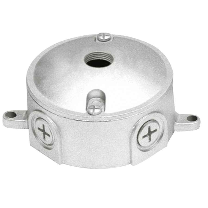 RAB VXJ1 Weatherproof Round Junction Box with 1/2" Entry Hole and Natural Finish