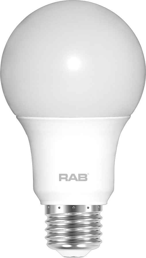 RAB A19 LED Bulb – 9W, 800 Lumens, 2700K/5000K, E26 Base, Non-Dimmable