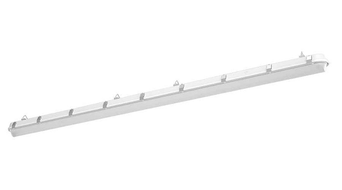 RAB SHARK8 Series 8-Foot Linear Washdown LED Fixture (70W–100W, 3500K–5000K, 0–10V Dimming, Standard/Marine Listed, 120–277V/480V)