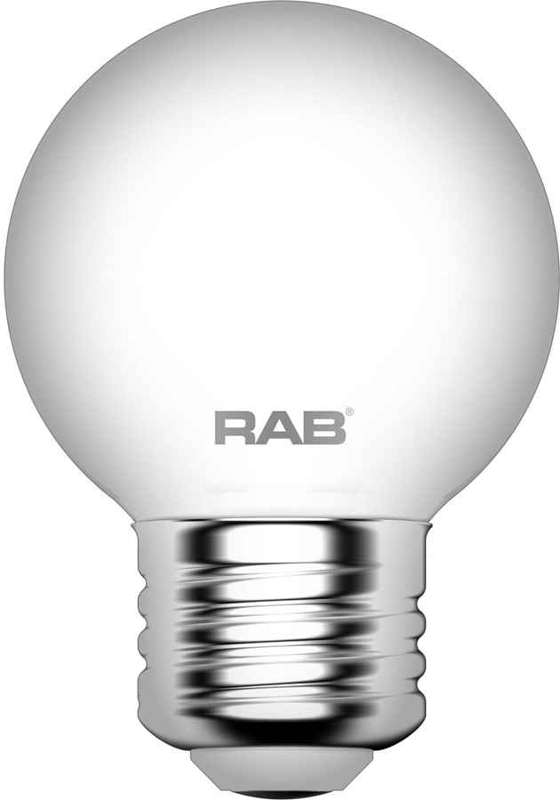 RAB G16.5 LED Globe Bulb – 3W, E12/E26 Base, 90 CRI, 2700K/5000K, Clear or Frosted Filament