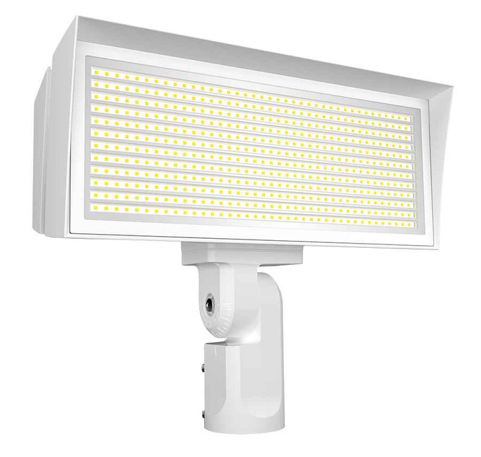 RAB FFLED Large LED Floodlight – Field-Adjustable or Fixed Wattage, 5000K, Slipfitter or Trunnion Mount, Bronze/White, 120–277V or 480V