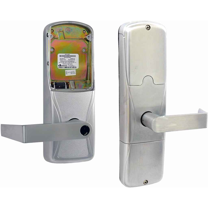 Schlage Electronics Less Reader Stand Alone Classroom/Storeroom, Mortise Lock, Rhodes Lever, Key-in-Lever, Less Cylinder, 2-3/4in Backset, UL, ANSI Strike, Field Reversible Handing, Grade 1