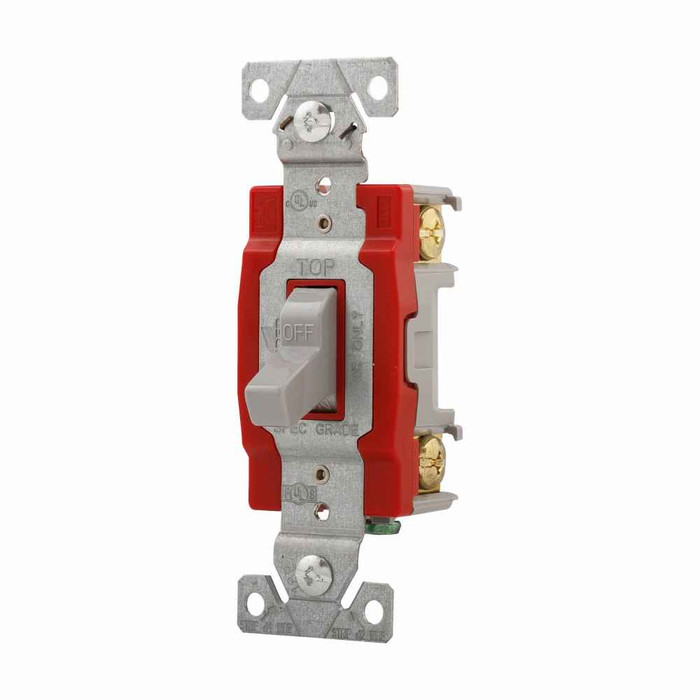 Eaton Crouse-Hinds Single-Pole Toggle Switch 120/277V Gray Polycarbonate Flush Mount with Brass Contacts