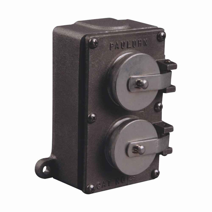 Eaton Crouse-Hinds Pauluhn 25B Watertight Receptacle, 125 V, 5-15/20R (Aluminum or Brass; 1- or 2-Gang; Optional Switch)