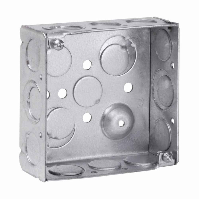 Eaton Crouse-Hinds 4" Steel Square Outlet Boxes - Multiple Bracket & Grounding Options