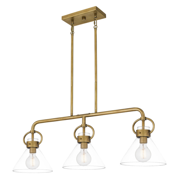 Quoizel QZL-WBS136 Traditional Linear chandelier 3 lights weathered br